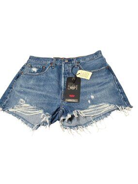 NWT-Levis 501 High Rise Premium Distressed Denim Shorts Frayed Hem (SKU#2135)